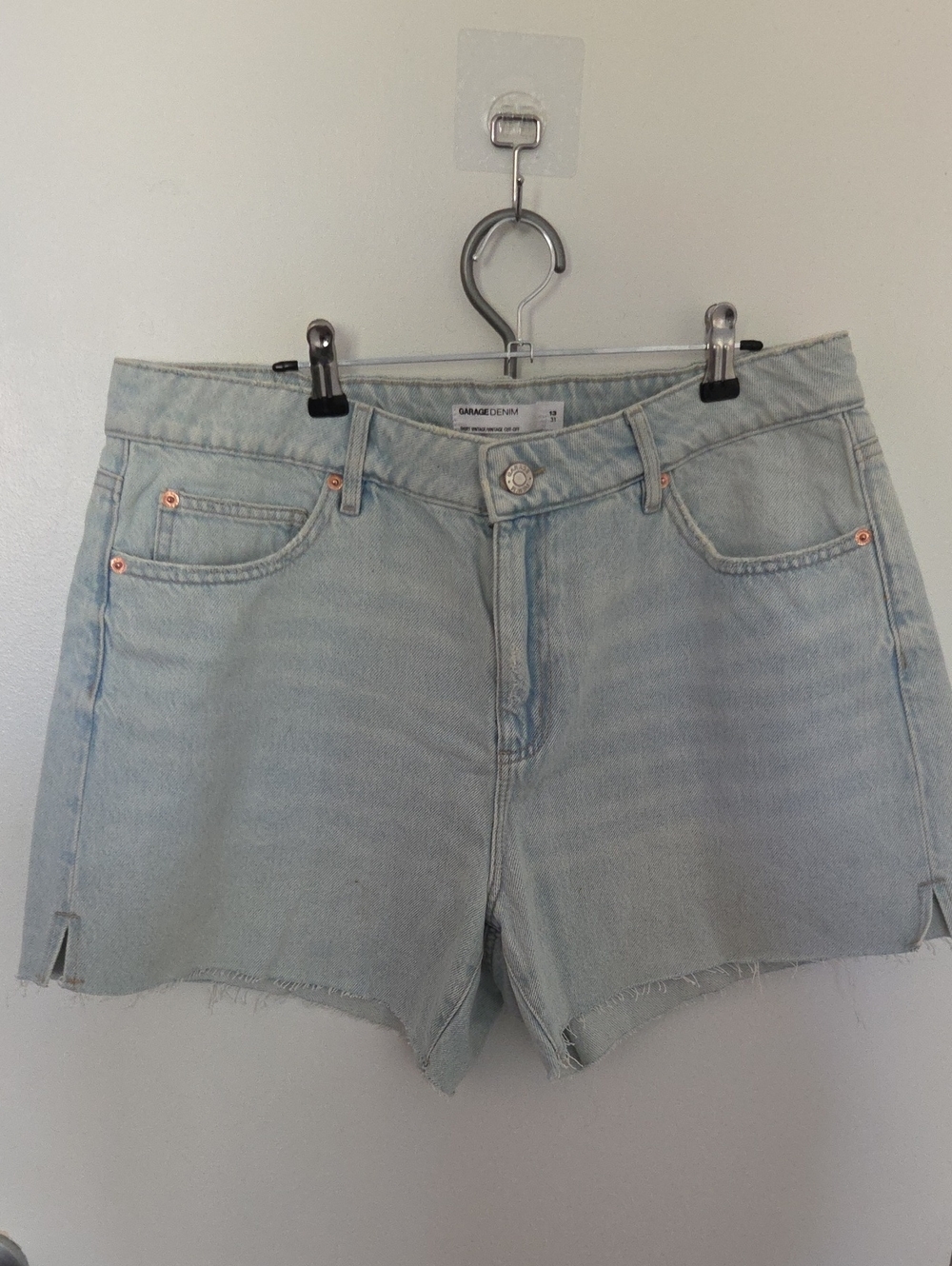 Garage Light Blue High-Rise Jean Shorts